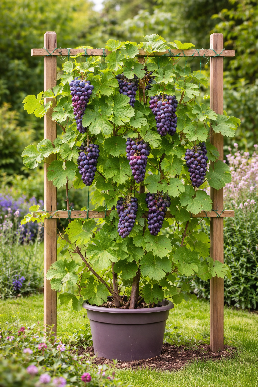 2 červené stolní hrozny 'Boskoop Glory' (Vitis vinifera) – mrazuvzdorná réva, 30–50 cm včetně květináče, aromatické hrozny do zahrady a na terasu