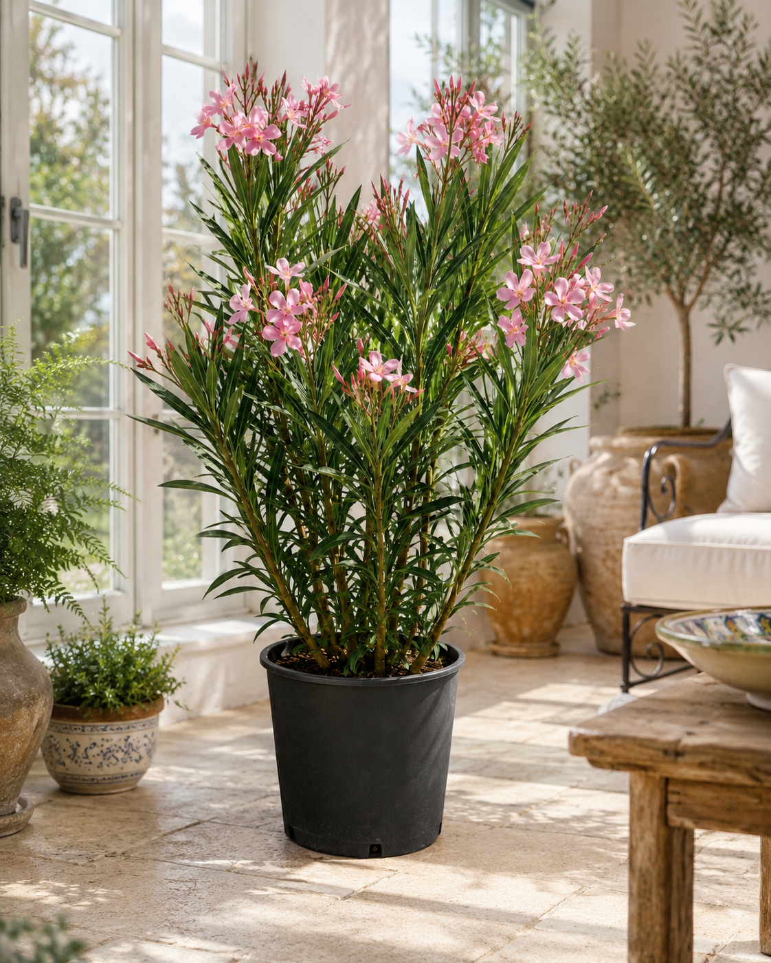 Nerium Oleander Salmone Semplice – Lachsfarbener Rosenlorbeer Oleander ca. 80 cm mediterrane Kübelpflanze