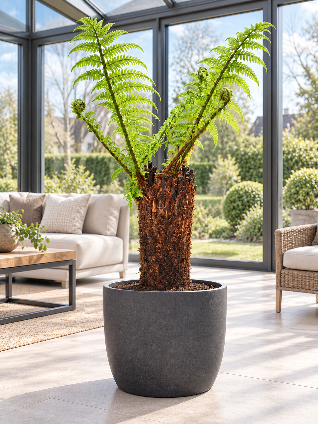 Baumfarn Dicksonia antarctica mit 60 cm Stamm – Australischer Taschenfarn für Kübel und Wintergarten