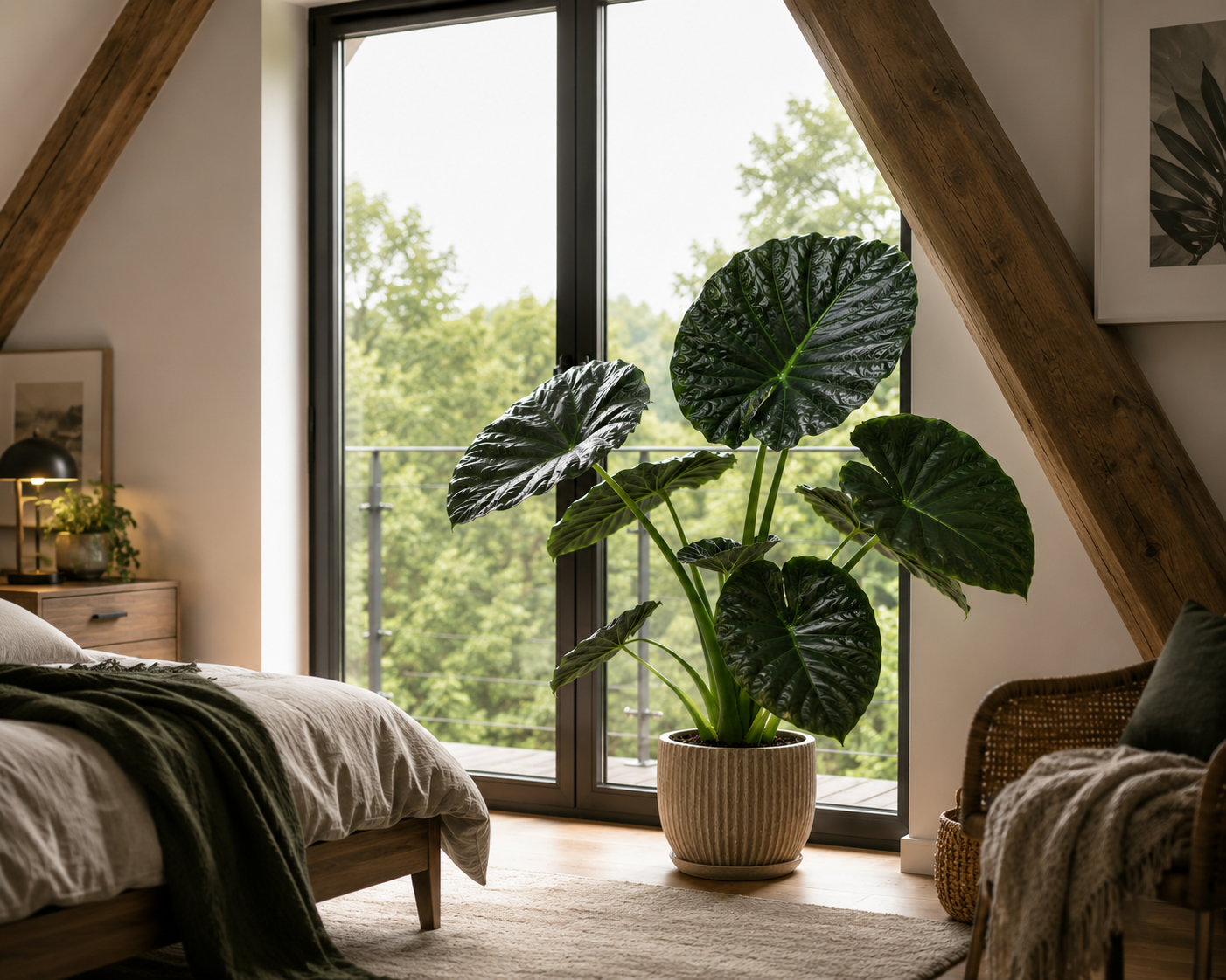 Alocasia Regal Shield 60–80 cm – Elefantenohr – Pfeilblatt – Tropische Zimmerpflanze – Große Grünpflanze für Wohnräume