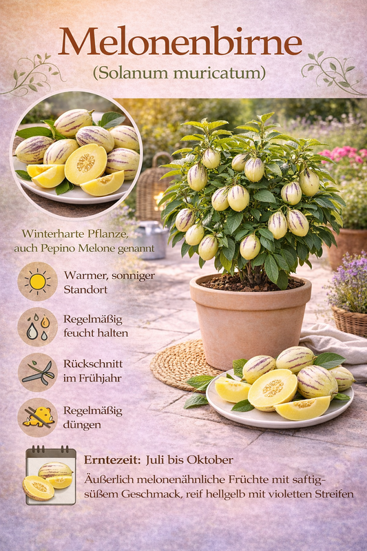 Solanum Pepino Gold 20–40 cm – Melonenbirne Pflanze | Exotische Obstpflanze für Balkon & Garten