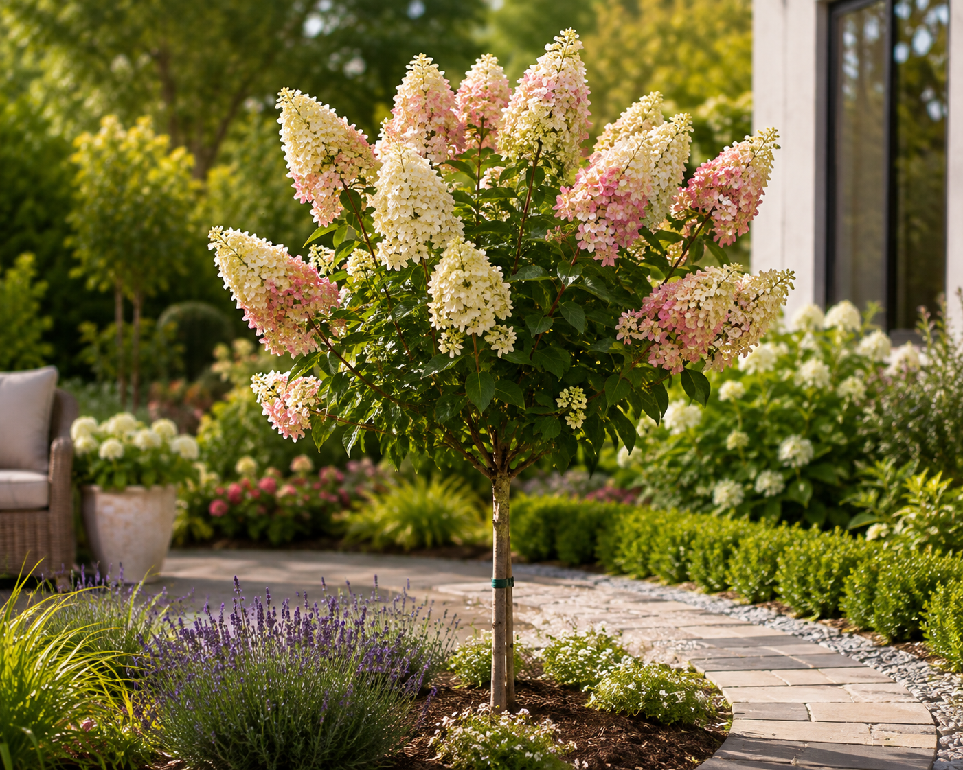 Hydrangea paniculata 'Magical Andes' Stämmchen 100–120 cm – Rispenhortensie Stamm, winterhart, Blütenstrauch für Garten, Terrasse & Kübel
