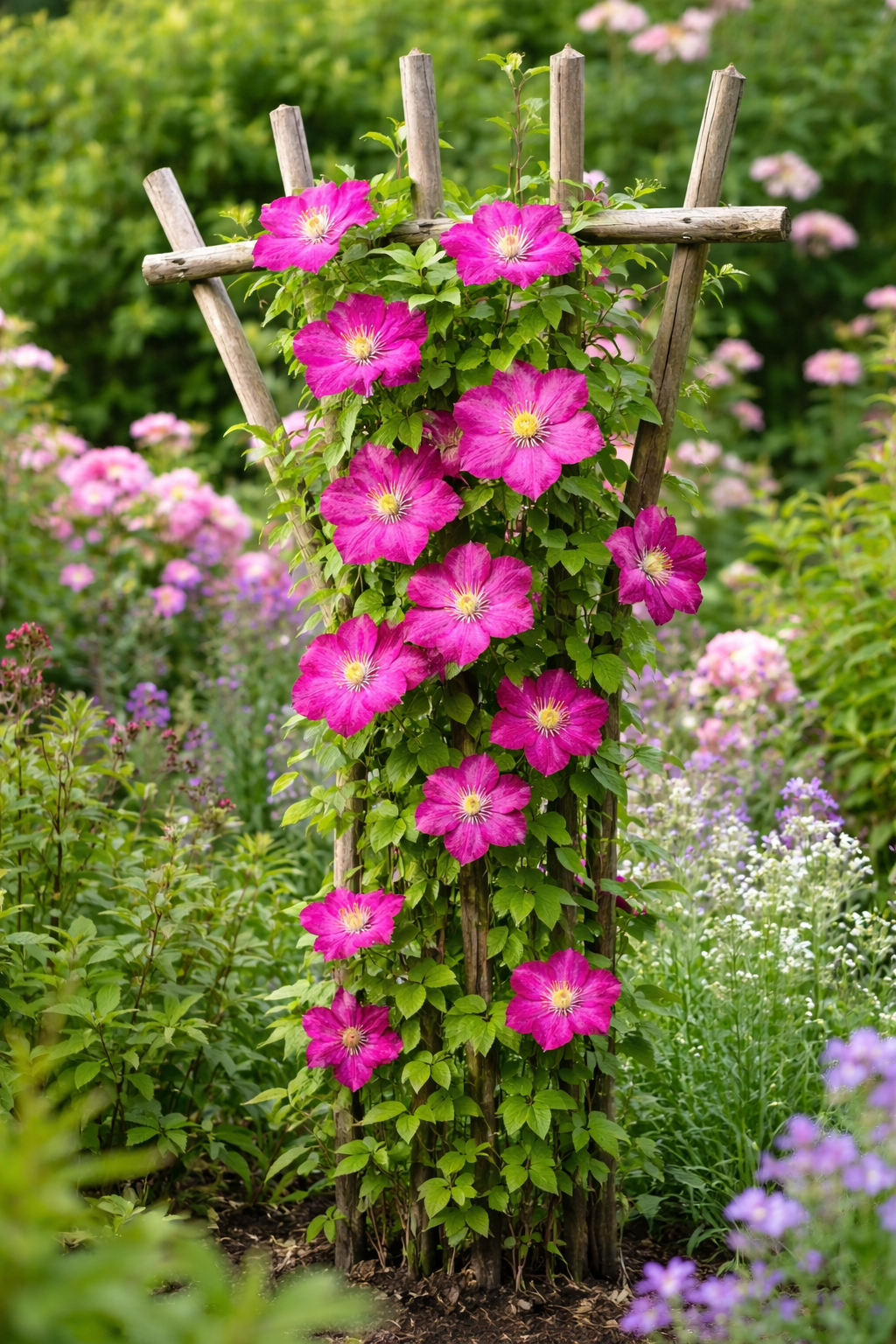 Waldrebe Clematis Ville de Lyon 60–80 cm – Kletterpflanze | Großblumige Clematis, winterhart, Garten & Balkon