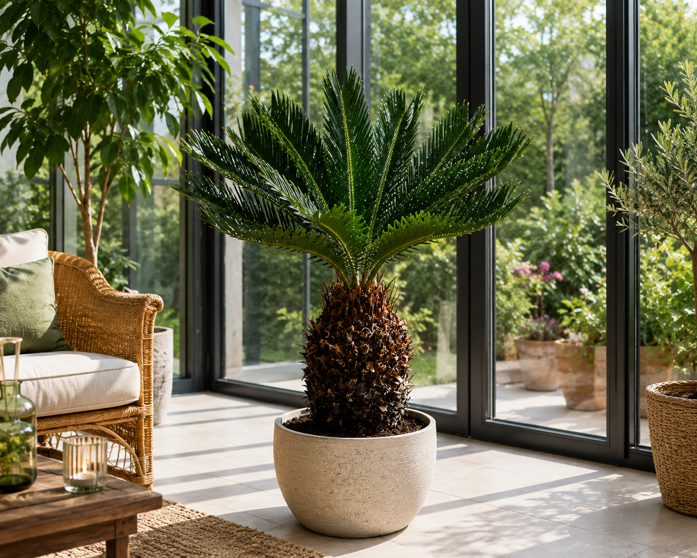 Palmfarn (Cycas revoluta) 50–60 cm – Japanischer Palmfarn mit 15–20 cm Knolle | Exotische Zimmerpflanze, Kübelpflanze & Wintergarten