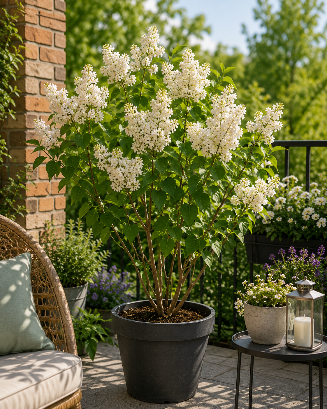 Syringa vulgaris Mme Lemoine Flieder Weißer Edel-Flieder ca. 100 cm Duftflieder Gartenpflanze