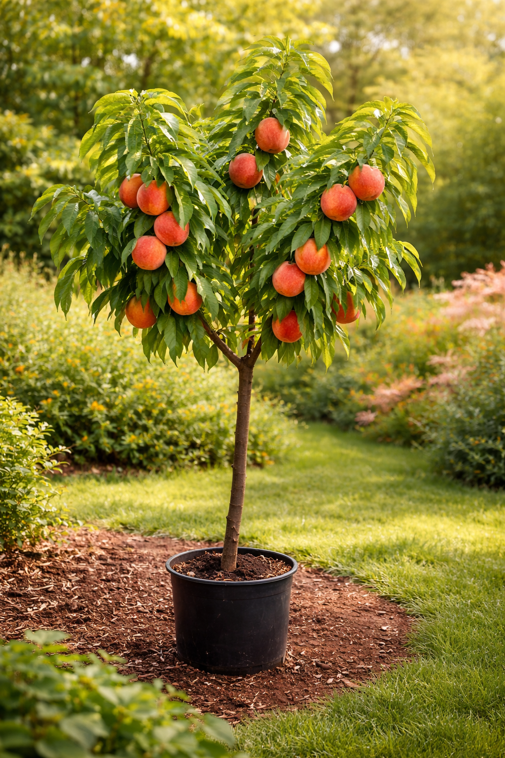 Pfirsichbaum Mycrest 120–160 cm – Saftiger Gartenpfirsich, Obstbaum winterhart, Prunus persica für Garten & Terrasse