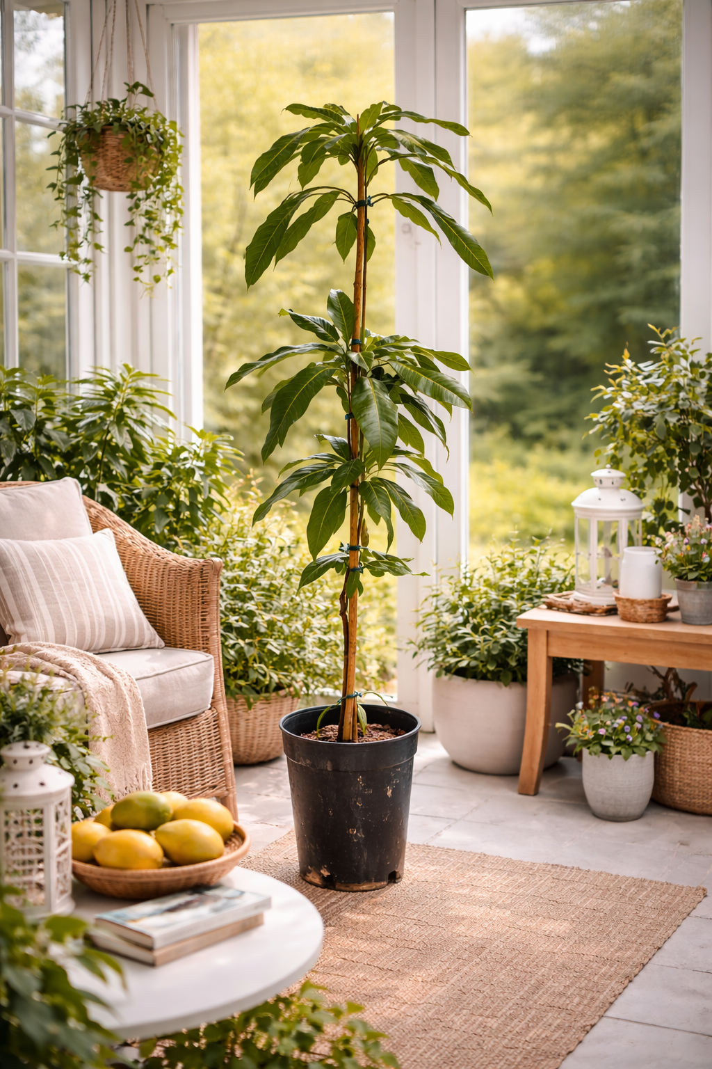 Mango-Pflanze „Kent“ (Mangifera indica) veredelt – ca. 140–180 cm Gesamthöhe inkl. Topf – tropisches Obstgehölz für Garten & Wintergarten