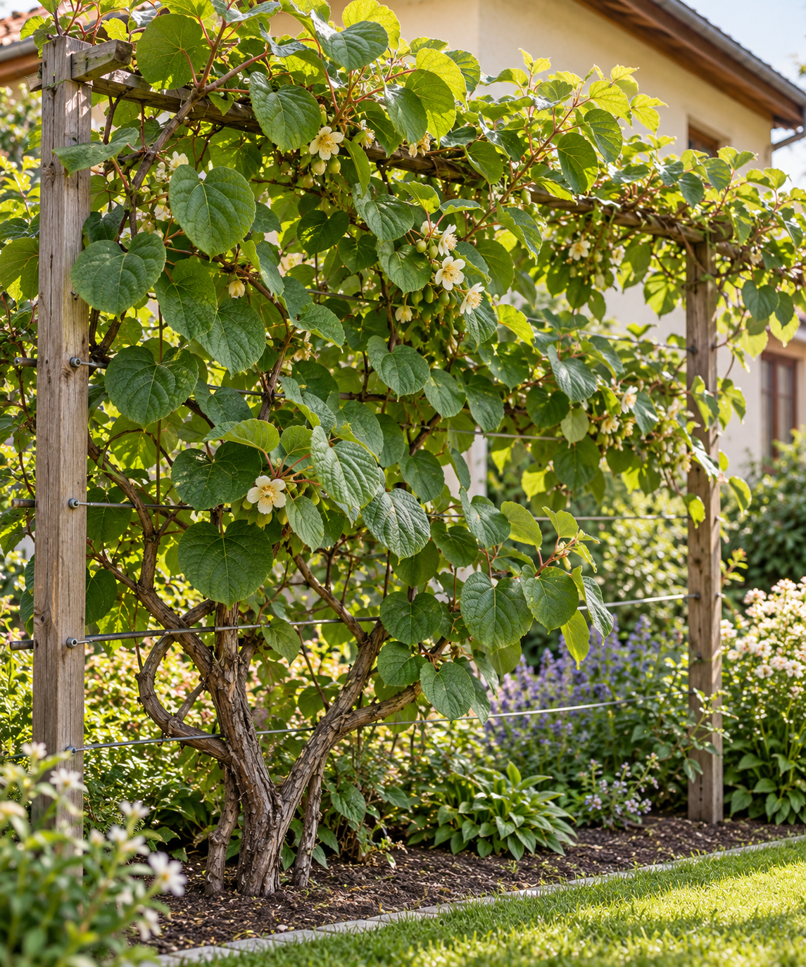 Kiwi ‘Minkimale’ – männliche Befruchterpflanze für ‘Minkigold’ – Kletterpflanze für Garten & Pergola – 40–60 cm inkl. Topf