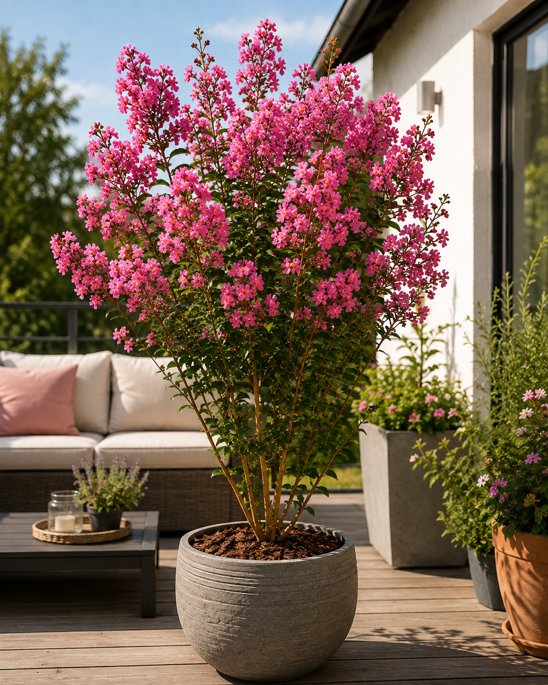 Lagerstroemia indica Pink 40–60 cm – Rosa Kreppmyrte im 2,5-Liter-Topf – Flieder des Südens für Garten, Kübel und Terrasse