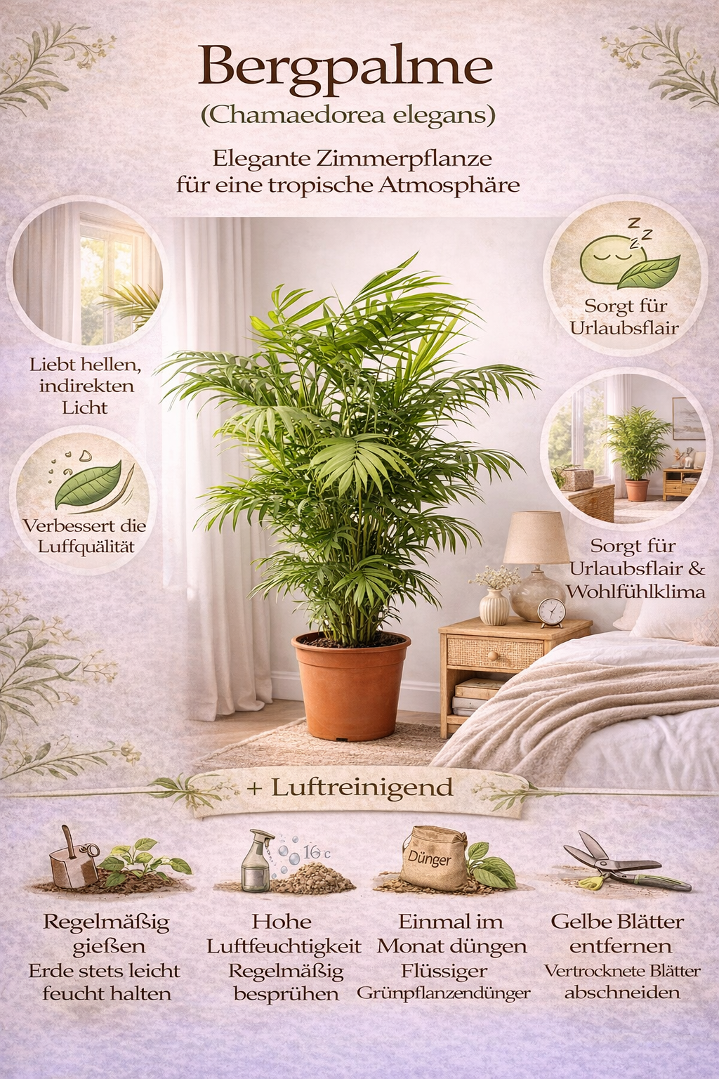 XXL Bergpalme 90–100 cm – Chamaedorea elegans Zimmerpflanze | Mexikanische Bergpalme | Pflegeleichte Grünpflanze für Wohnzimmer & Büro