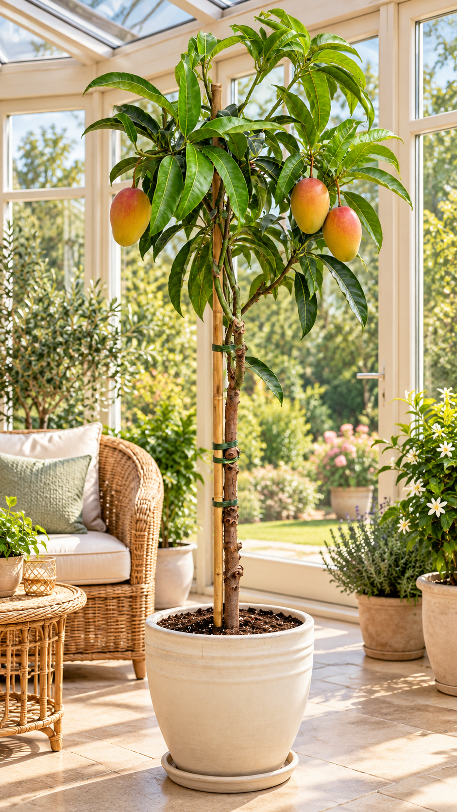 Mangobaum ‘Glenn’ – Mango-Pflanze (Mangifera indica) für Kübel, Terrasse & Wintergarten – 140–180 cm inkl. Topf