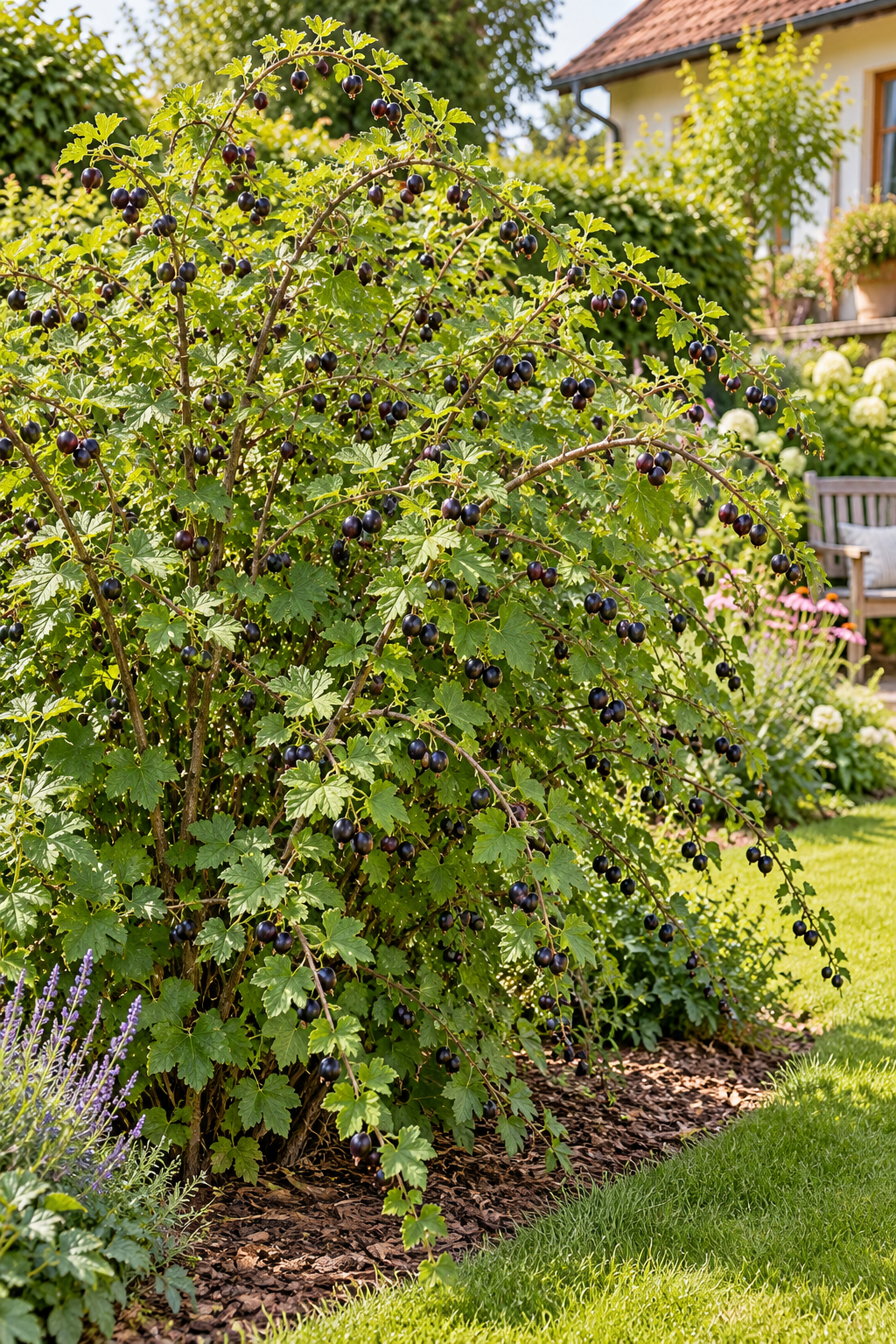 Oregon-Stachelbeere – Ribes divaricatum – winterharter Beerenstrauch mit essbaren Früchten – 40–60 cm inkl. Topf