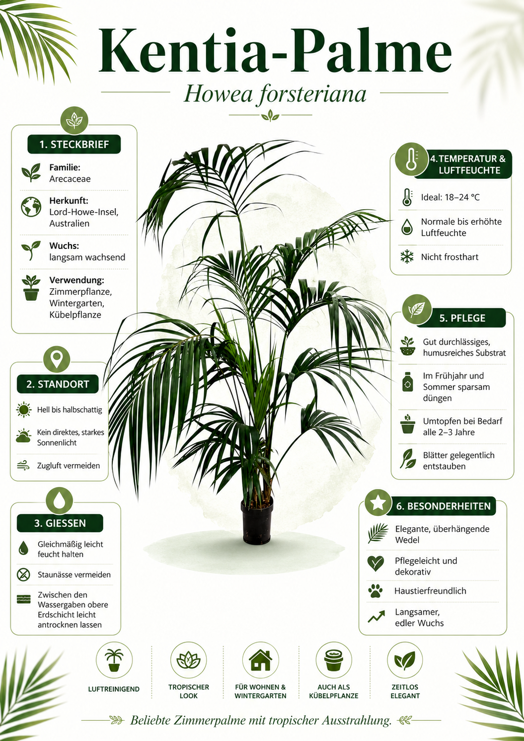 XXL Kentia Palme bis 220 cm – Howea forsteriana Zimmerpalme Indoor Palme große Wohnzimmerpalme