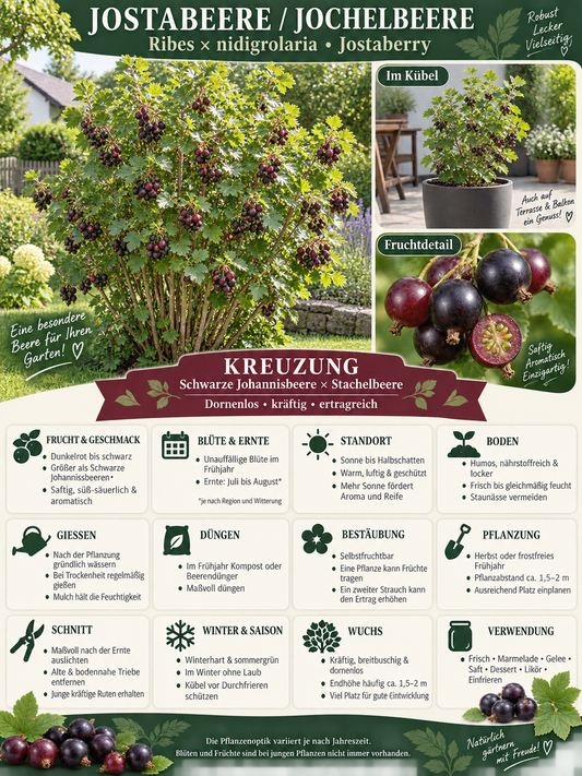 Jostabeere / Jochelbeere 60–70 cm – Ribes ‘Jostaberry’ – winterharter Beerenstrauch für Garten und Kübel