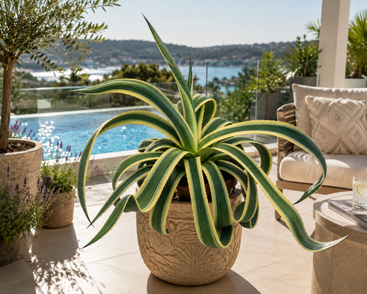 Agave americana Variegata 50–60 cm – Buntblättrige Amerikanische Agave – robuste Sukkulente für Garten, Terrasse & Kübel
