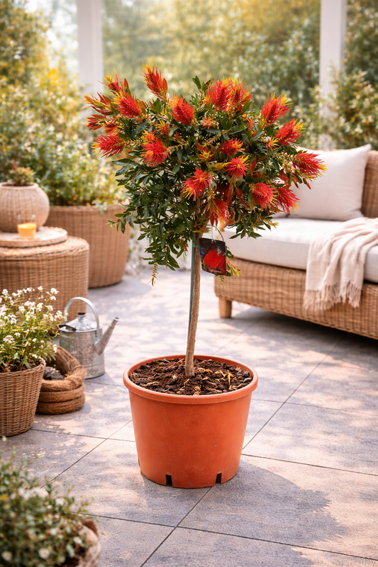 Karmínově červená válcová sádrová - Callistemon Splendens Stonek 80-100 cm - Rostlina v květináči