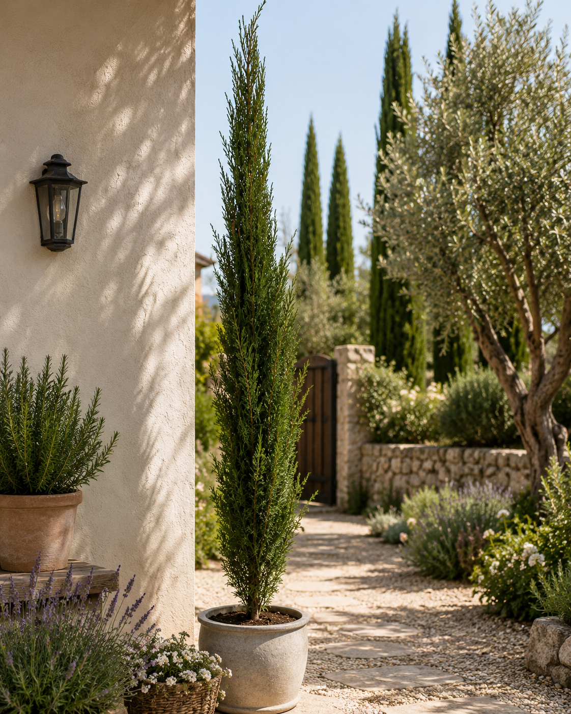 2 Stück Mittelmeer-Zypresse 180-220 cm | Cupressus sempervirens | Italienische Zypresse | Toskanazypresse | Immergrüner Solitärbaum