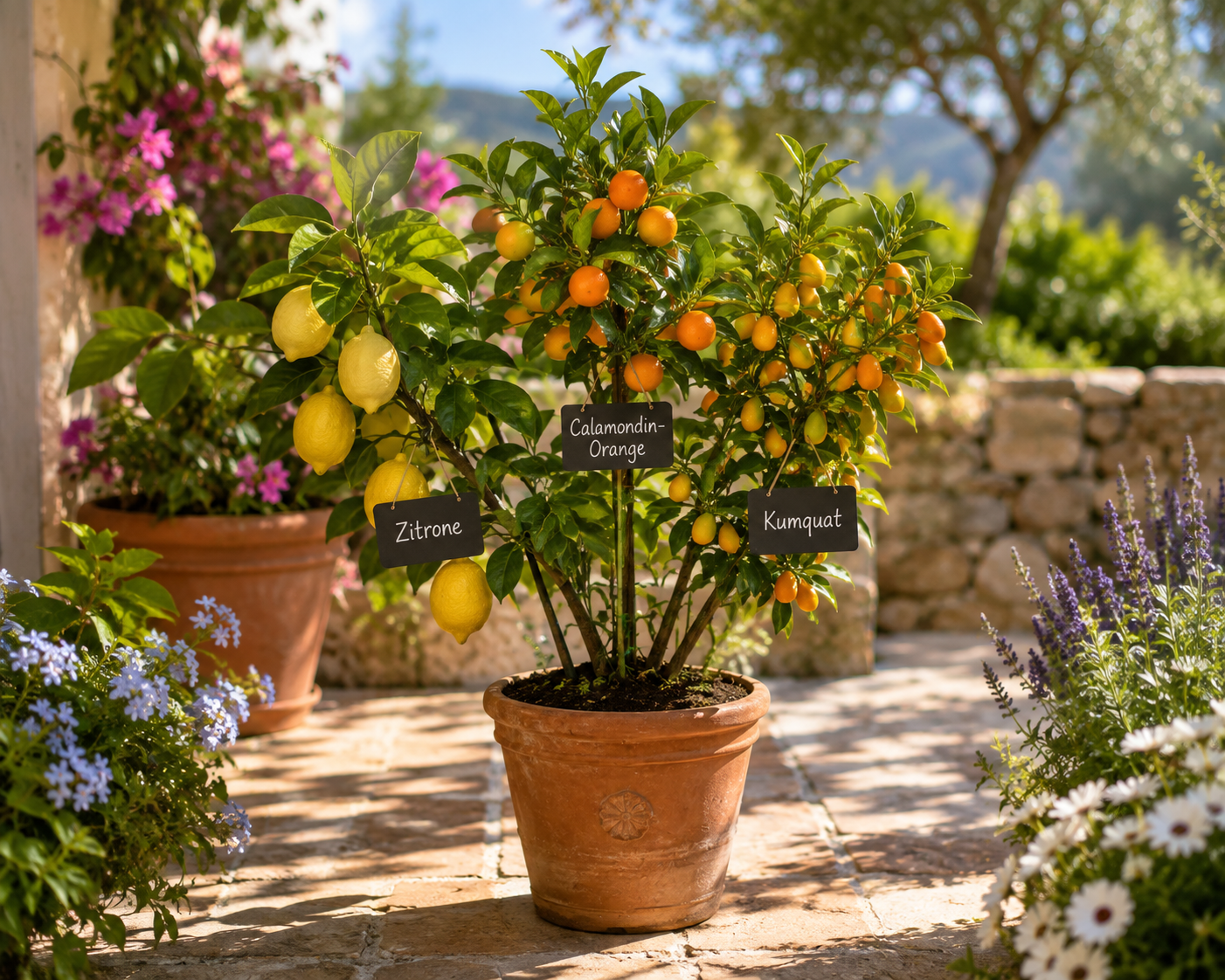 Amalfi Citrus Trio cca. 70 cm - Citron, kalamondin a kumquat na treláži / DOPRAVA ZDARMA