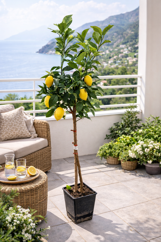 Amalfitano Zitronenbaum 120–140 cm – Echter Zitronenbaum im Topf, Mediterraner Citrus Limon für Terrasse & Balkon