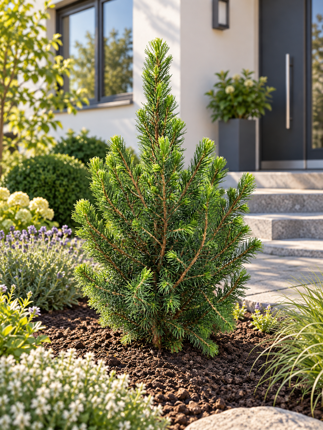 Zuckerhutfichte ‘Conica’ ca. 30 cm – Picea glauca, immergrüne Zwergfichte für Garten, Balkon & Kübel