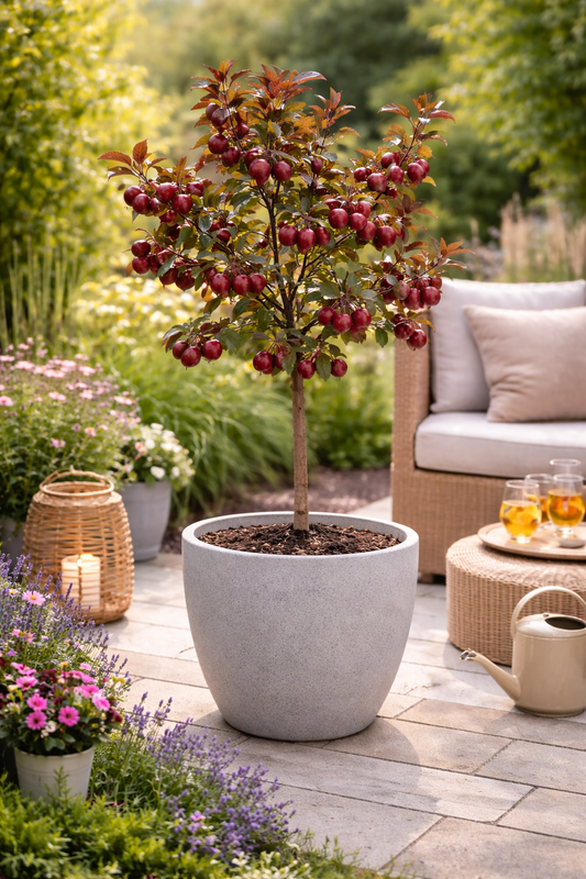 Zierapfel 'Liset' 100–120 cm – Winterharter Zierapfelbaum mit rosa Blüte & roten Früchten | Malus Liset im Topf