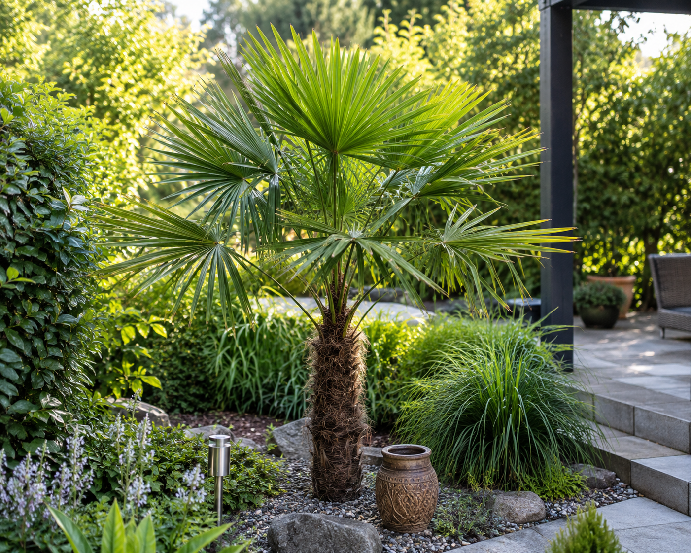 Chinesische Hanfpalme 130–160 cm – Trachycarpus fortunei – Winterharte Palme für Garten, Terrasse und Kübel