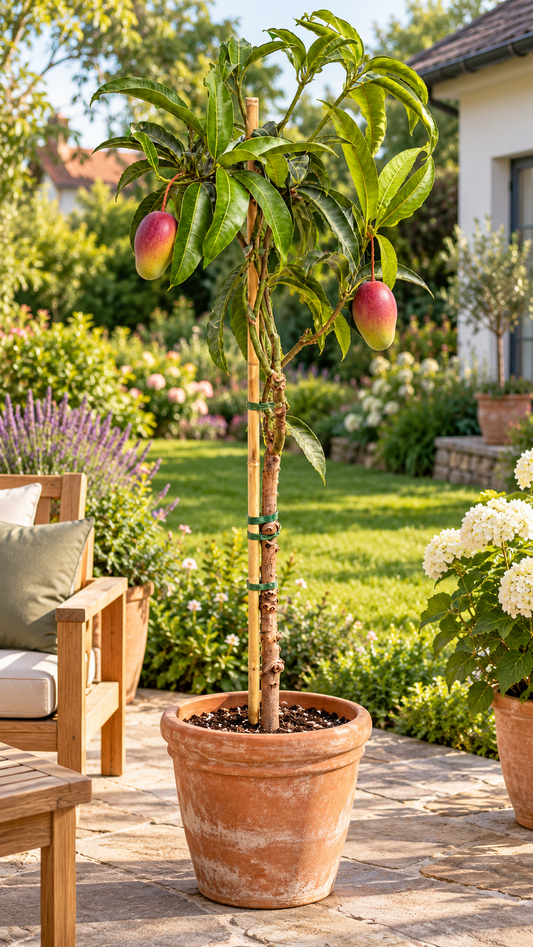 Mangobaum ‘Palmer’ – Mango-Pflanze für Kübel, Terrasse & Wintergarten – 140–180 cm inkl. Topf