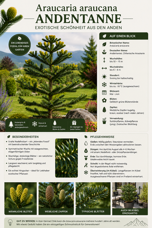 Chilenische Schmucktanne 30–40 cm – Araucaria araucana – winterharte Andentanne, Affenbaum und Schlangenbaum