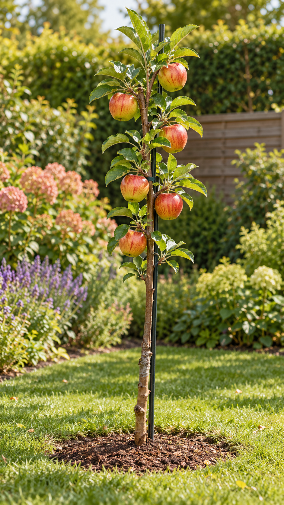 Säulenapfel ‘Braeburn’ – Apfelbaum für Garten, Balkon & Terrasse – ca. 60 cm inkl. Topf – Malus domestica