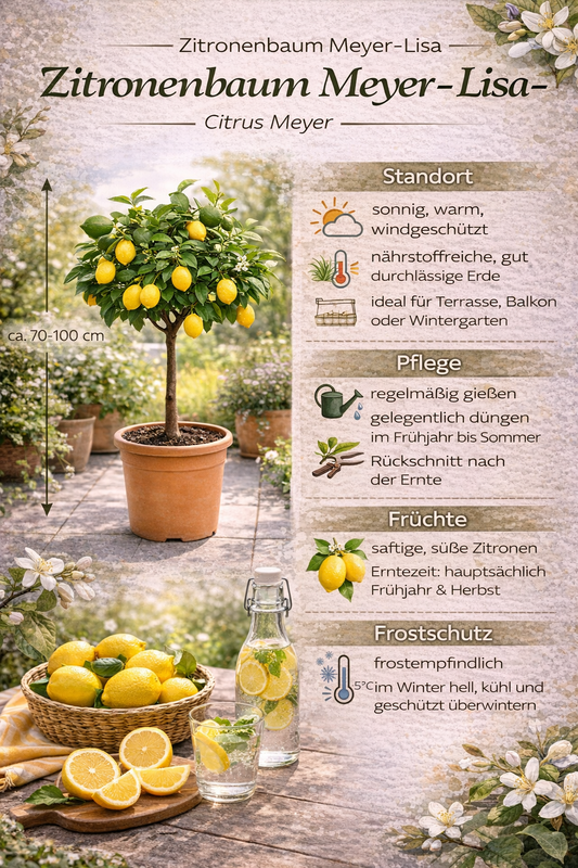Zitronenbaum Meyer 70–100 cm – Echte Meyer Zitrone Pflanze, Citrus limon Meyer, Zitronenpflanze kaufen