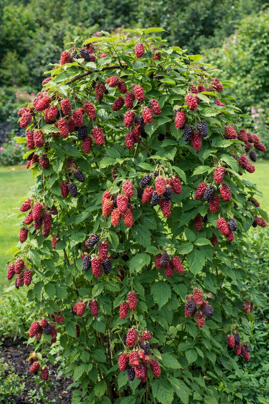 Tayberry Brombeere-Himbeere Kreuzung – Rubus ‘Buckingham Tayberry’ – dornlos, Beerenstrauch 50–60 cm