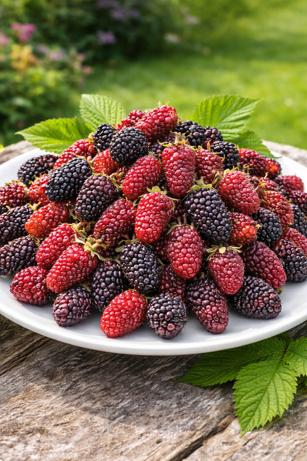 Tayberry Brombeere-Himbeere Kreuzung – Rubus ‘Buckingham Tayberry’ – dornlos, Beerenstrauch 50–60 cm