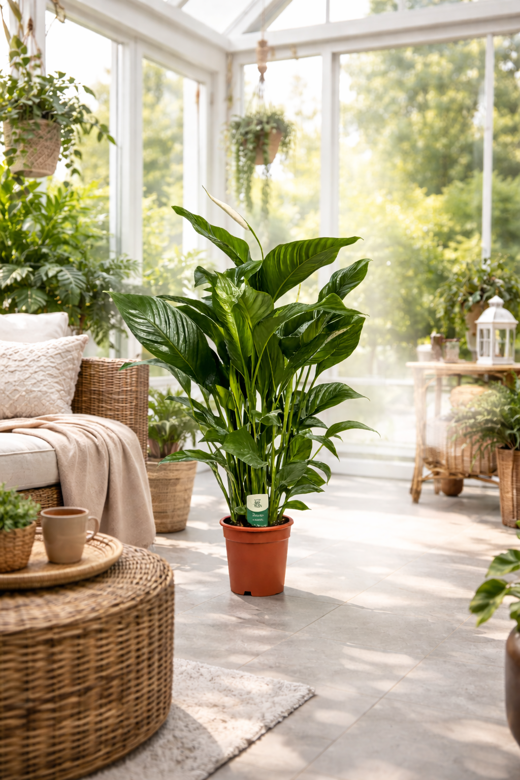 Spathiphyllum 'Sweet Lauretta' Einblatt  ca. 100 cm  Pflegeleichte, luftreinigende Zimmerpflanze für gesundes Raumklima