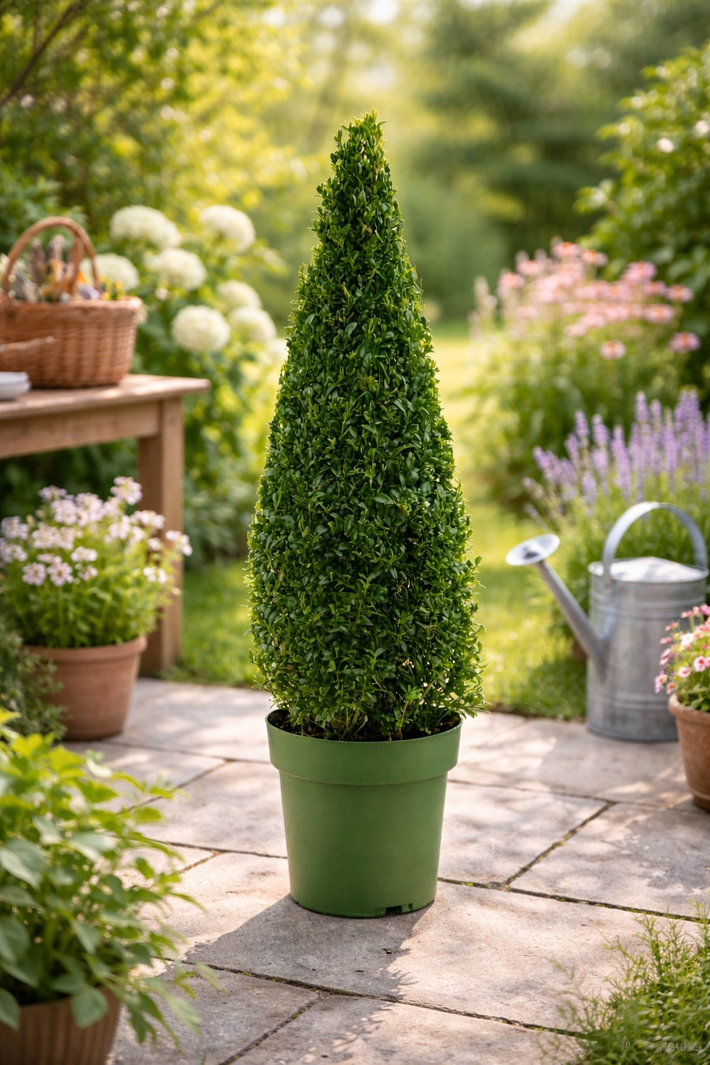 Buchsbaum Pyramide 80–90 cm – Echter Buchsbaum Kegel (Buxus sempervirens) – Formgehölz im Topf für Garten, Terrasse & Eingang