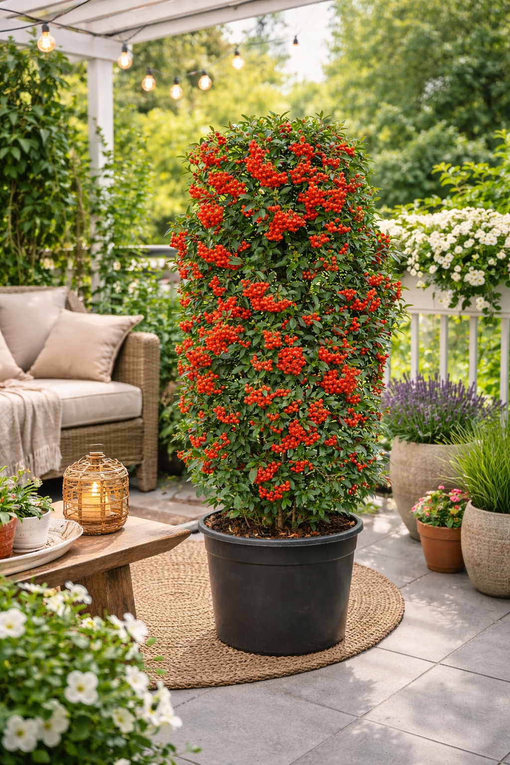 Feuerdorn Red Column 50–70 cm – Pyracantha coccinea Red Column immergrüner Zierstrauch Heckenpflanze mit roten Beeren winterhart