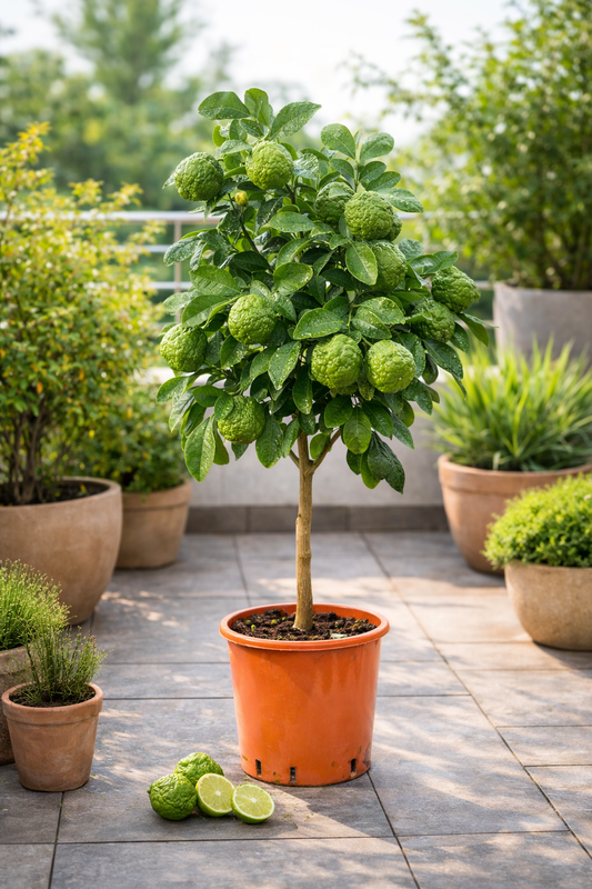Kaffir-Limette Pflanze 70–100 cm – Citrus Hystrix / Kaffernlimette / Combava / Thai Limette – Aromatische Bio Zitruspflanze