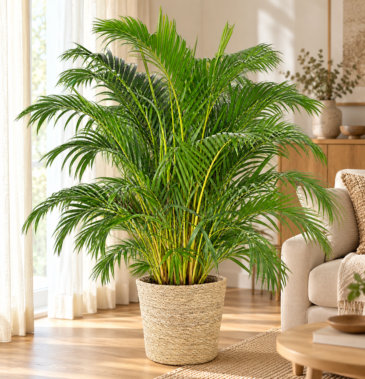 Goldfruchtpalme – Areca-Palme, Dypsis lutescens – Zimmerpalme mit Übertopf Ingmar – 130–150 cm inkl. Topf