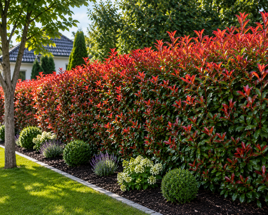 Rote Glanzmispel Red Robin 40–60 cm – Immergrüne Heckenpflanze, Photinia fraseri, winterhart, rote Austriebe