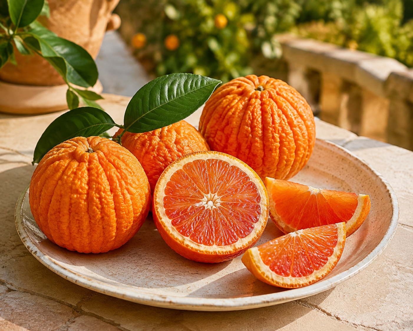 Orangenbaum ‘Arancio Corrugato’ als Stämmchen ca. 50 cm – Citrus sinensis, italienische Zitruspflanze für Balkon und Terrasse