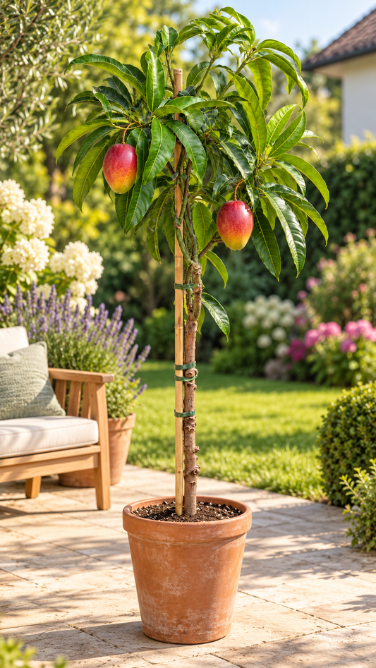 Mangobaum ‘Irwin’ – Mango-Pflanze (Mangifera indica) für Kübel, Terrasse & Wintergarten – 140–180 cm inkl. Topf