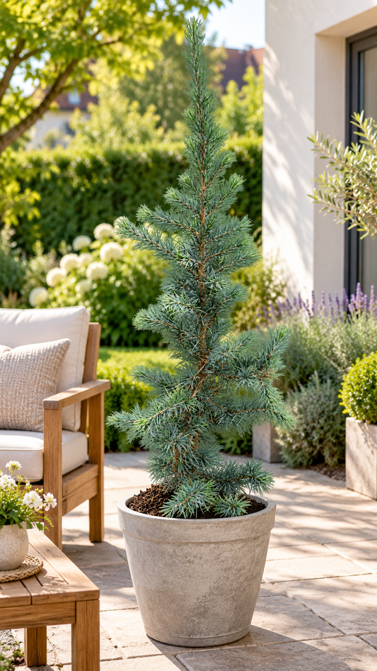Blaue Himalaya-Zeder ‘Mr. Blue’ – Cedrus deodara – immergrünes Nadelgehölz für Garten & Kübel – ca. 80 cm inkl. Topf