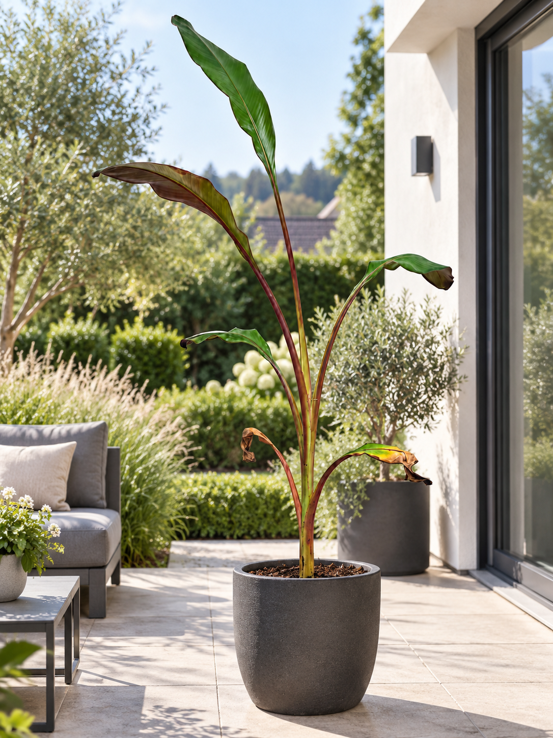 Rote Zierbanane ‘Maurelii’ 160–200 cm – Ensete ventricosum, Abessinische Banane für Terrasse und Wintergarten