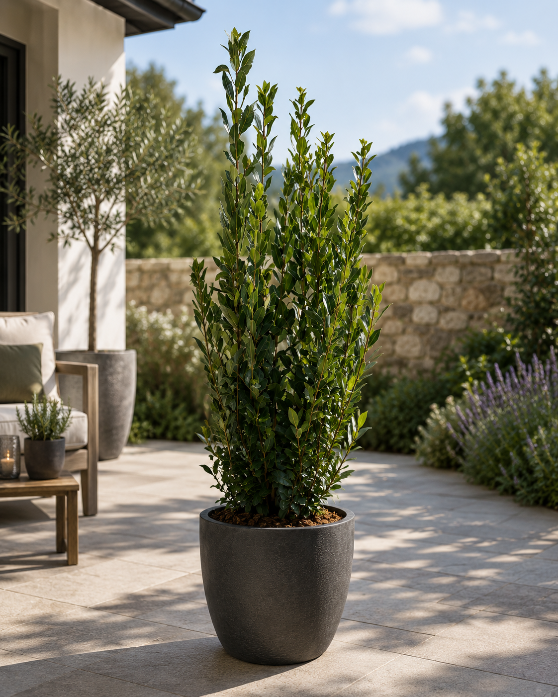 Gewürzlorbeer (Laurus nobilis) 160–200 cm – Echter Lorbeer, Lorbeerbaum, Mediterrane Kübelpflanze für Terrasse, Balkon, Garten & Wintergarten