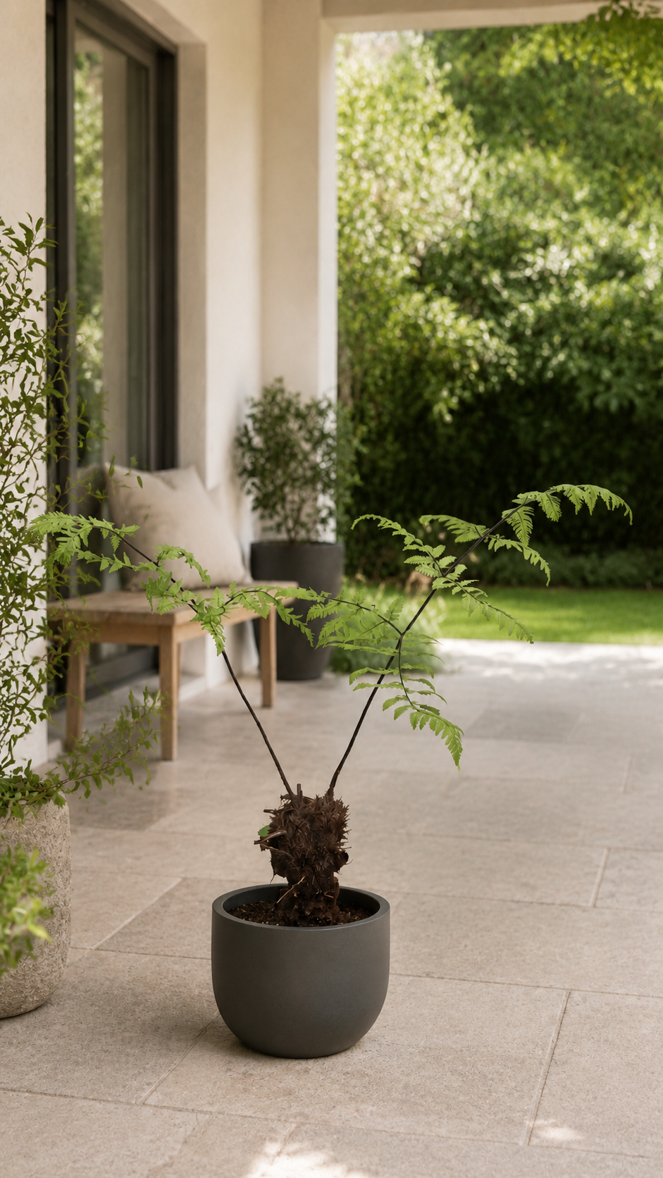 Polystichum rufopaleaceum 40–50 cm – Rotstieliger Schildfarn, winterharter Gartenfarn für Schatten & Kübel