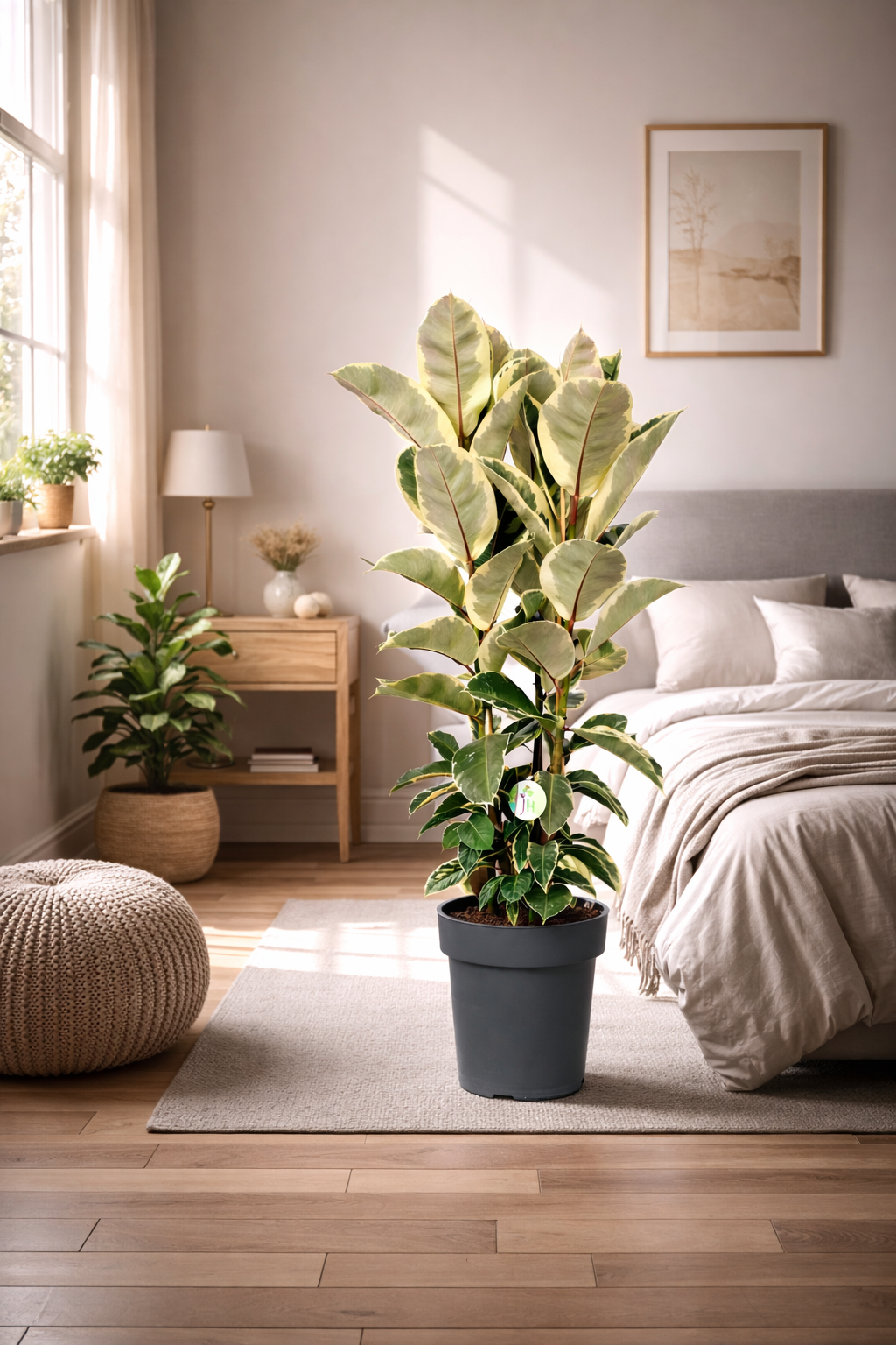 Bílo-panašovaný kaučukovník 3 rostliny v květináči o průměru 100-110 cm Ficus elastica Tineke pokojová rostlina