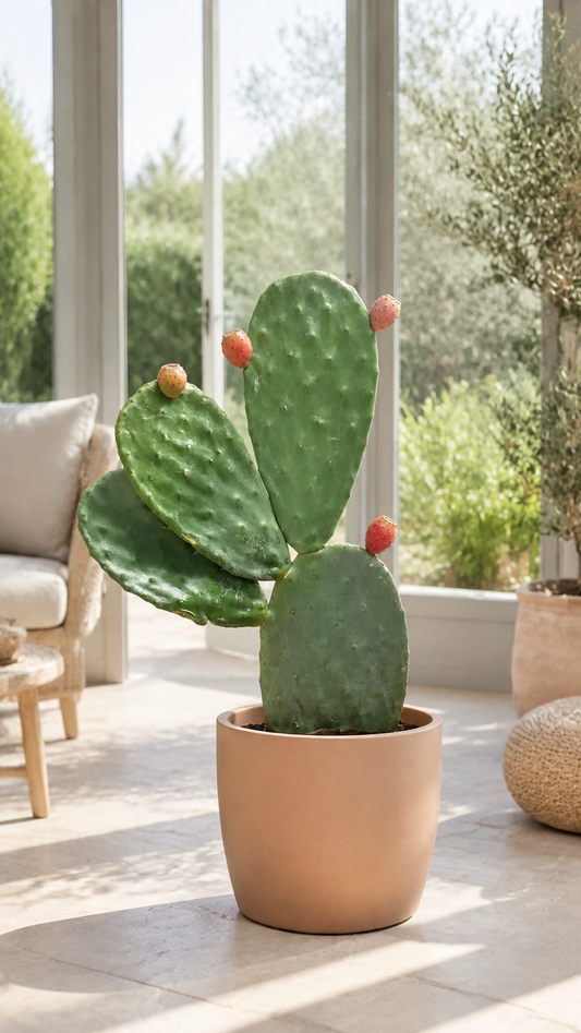 Opuntia ficus-indica Feigenkaktus 50–60 cm – Echter Feigenkaktus, winterharte Kaktuspflanze für Garten, Terrasse & Kübel