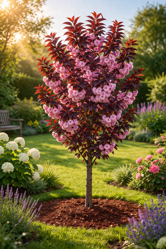 Japanische Zierkirsche Royal Burgundy 100–120 cm – Prunus serrulata rotlaubig Nelkenkirsche Sakura Baum