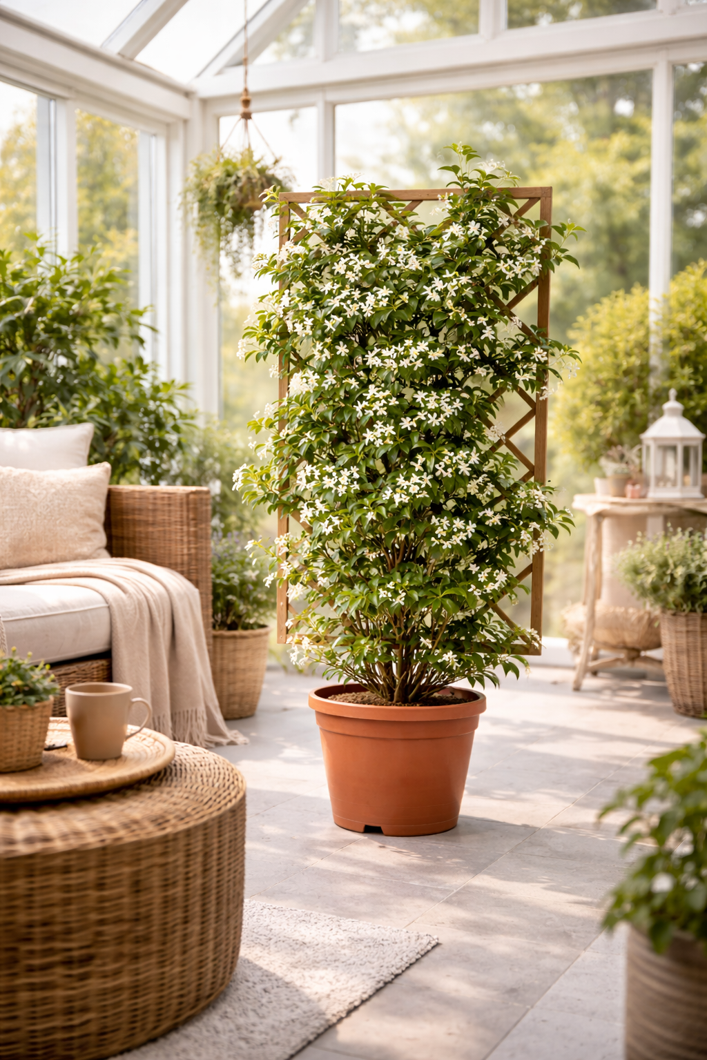 Jasmín obecný (Trachelospermum jasminoides) 50–70 cm – stálezelená, mrazuvzdorná a silně vonná rostlina | Voňavý jasmín, popínavá rostlina