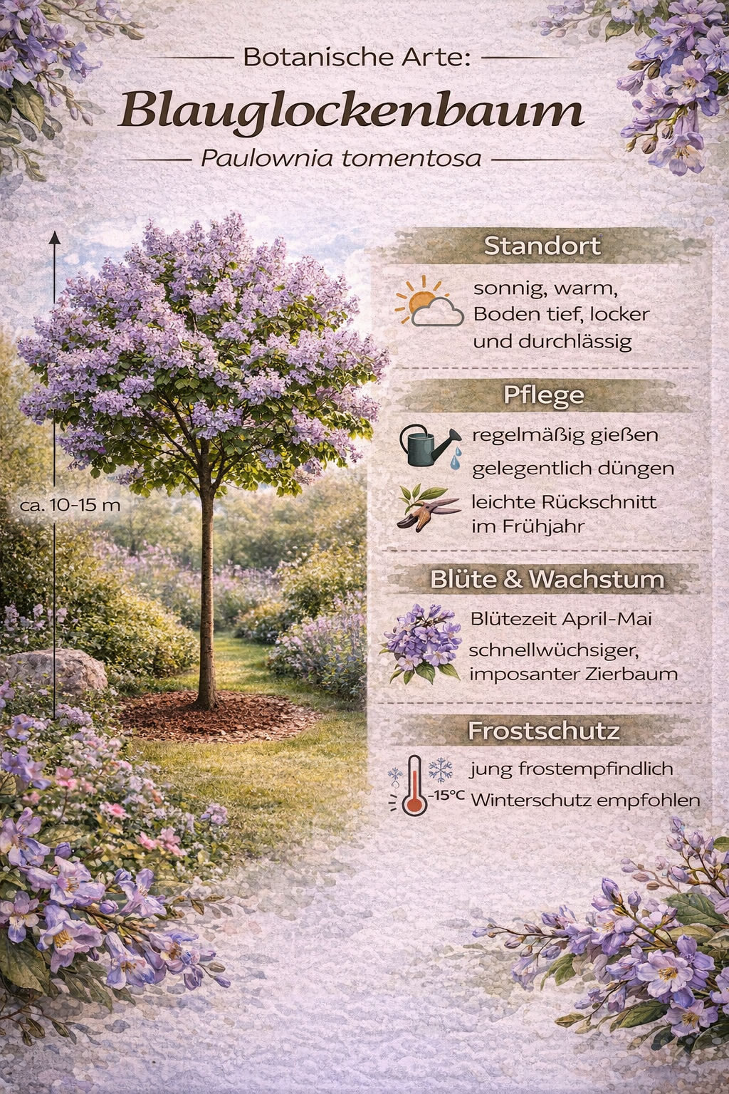 Blauglockenbaum ca. 180 cm Paulownia tomentosa Kaiserbaum winterhart schnellwachsender Zierbaum