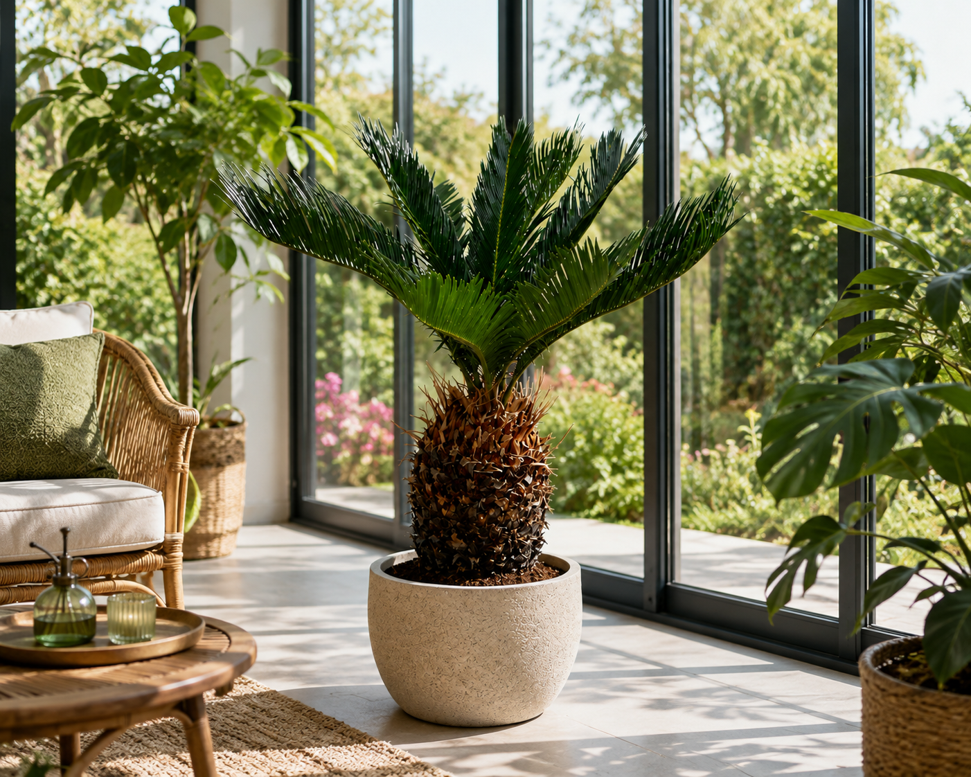 Palmfarn (Cycas revoluta) ca. 70 cm – Japanischer Palmfarn mit 20–30 cm Knolle | Exotische Zimmerpflanze, Kübelpflanze & Wintergarten